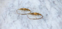 Boucles d'oreilles Poissardes anciennes - Boucles d'oreilles cœur et fleur en or rose et jaune 18 kt 58 Facettes