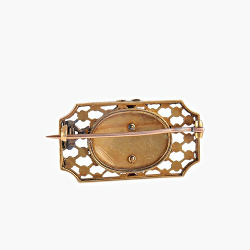 Broche Broche panier fleuri en or jaune 18K émaillée 58 Facettes
