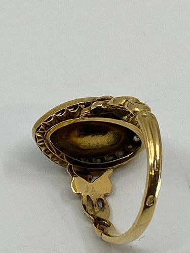 Bague 54 Bague marquise en or jaune 18 ct, émail bleu et diamants 58 Facettes AB17