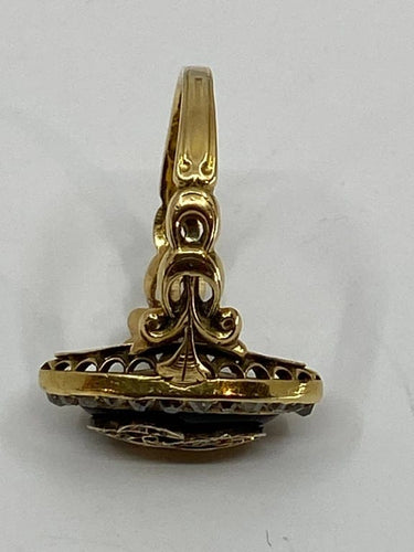 Bague 54 Bague marquise en or jaune 18 ct, émail bleu et diamants 58 Facettes AB17