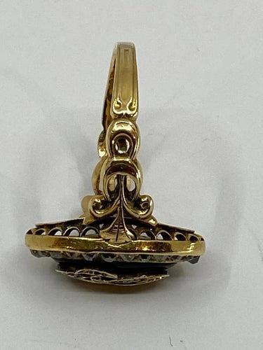 Bague 54 Bague marquise en or jaune 18 ct, émail bleu et diamants 58 Facettes AB17