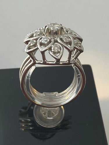 Bague 51 Bague fleur en platine sertie de diamants 58 Facettes AB29