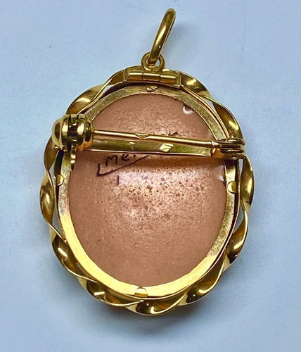 Pendentif Broche pendentif en or jaune 18 carats avec émail de Limoges 58 Facettes AB194