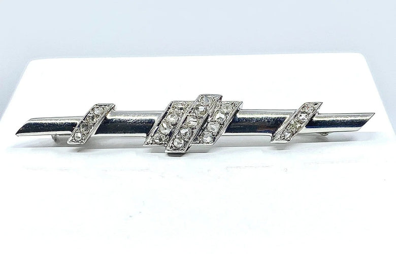 Broche Broche barrette en platine avec diamants taille rose, vers 1920 58 Facettes AB209