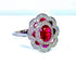 Bague 51 Bague marguerite en or blanc 18 carats rubis et diamants 58 Facettes AB218