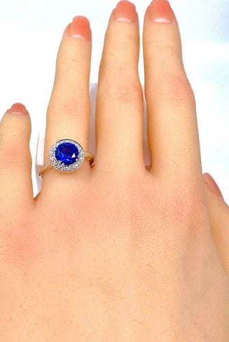 Bague 53 Bague marguerite - Bague en or blanc 18 carats saphir et diamants 58 Facettes AB222