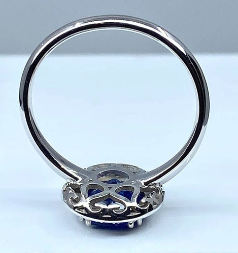 Bague 53 Bague marguerite - Bague en or blanc 18 carats saphir et diamants 58 Facettes AB222