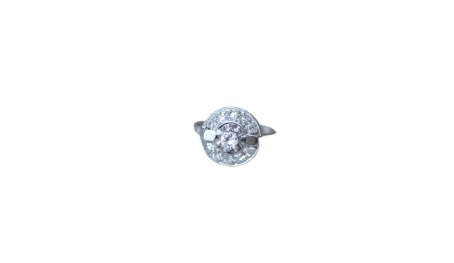 Bague 55.5 Art déco - Bague cible diamant en or blanc et platine 58 Facettes