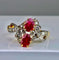 Bague 51 Bague en or jaune 18 carats et platine avec rubis et diamants 58 Facettes AB313