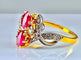 Bague 51 Bague en or jaune 18 carats et platine avec rubis et diamants 58 Facettes AB313