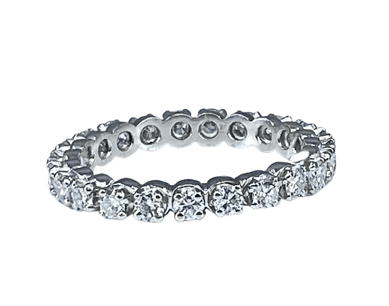 Bague 54 Alliance en platine sertie de 23 diamants taille brillant 58 Facettes AB393