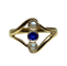 Bague 54 Bague en or jaune 18 carats avec perles et pierre bleue 58 Facettes AB427