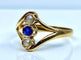 Bague 54 Bague en or jaune 18 carats avec perles et pierre bleue 58 Facettes AB427