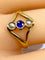Bague 54 Bague en or jaune 18 carats avec perles et pierre bleue 58 Facettes AB427