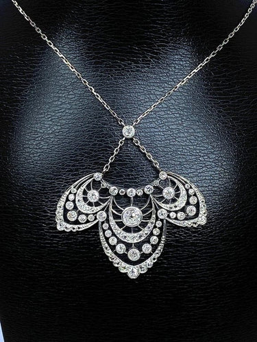 Collier Collier pendentif époque 1900 en platine et diamants 58 Facettes AB436
