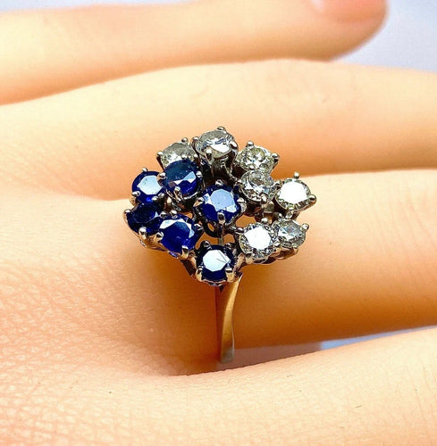 Bague 53 Bague bouquet en or blanc 18 carats, saphirs et diamants 58 Facettes AB455 bis