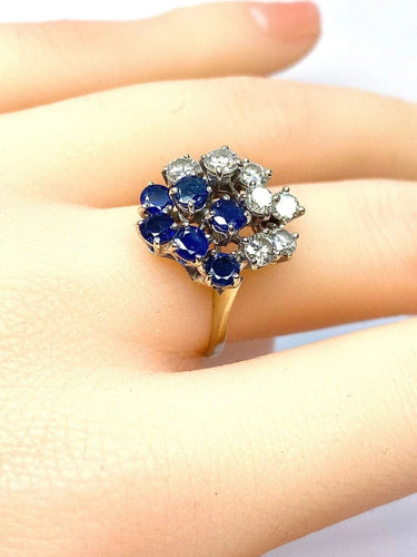 Bague 53 Bague bouquet en or blanc 18 carats, saphirs et diamants 58 Facettes AB455 bis