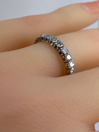 Bague 50 Alliance en or blanc 18 carats sertie de diamants 1,50 ct 58 Facettes AB461bis