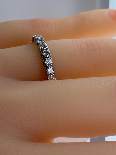 Bague 50 Alliance en or blanc 18 carats sertie de diamants 1,50 ct 58 Facettes AB461bis