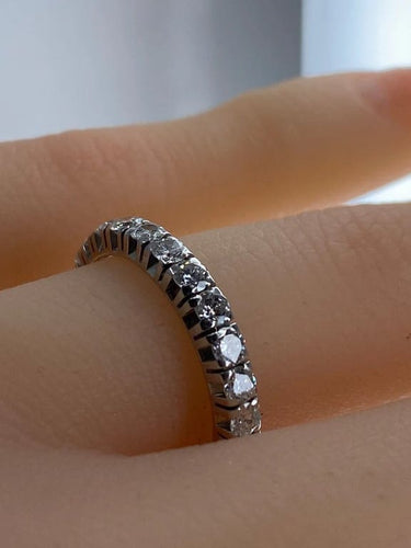 Bague 50 Alliance en or blanc 18 carats sertie de diamants 1,50 ct 58 Facettes AB461bis