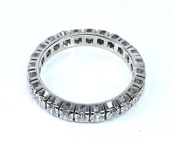 Bague 50 Alliance en or blanc 18 carats sertie de diamants 1,50 ct 58 Facettes AB461bis