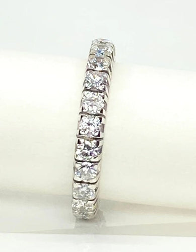 Bague 50 Alliance en or blanc 18 carats sertie de diamants 1,50 ct 58 Facettes AB461bis