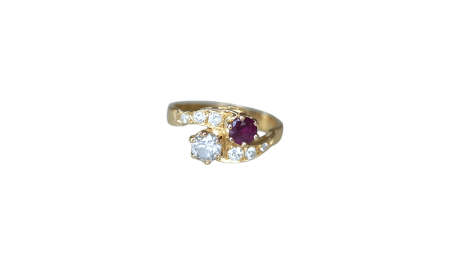 Bague 58 Bague Toi et Moi - Rubis et diamants en or jaune 58 Facettes