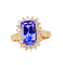 Bague 53 Bague en or jaune 18 carats tanzanite 3,50 ct et diamants 58 Facettes AB527