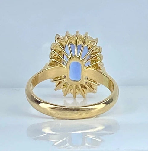 Bague 53 Bague en or jaune 18 carats tanzanite 3,50 ct et diamants 58 Facettes AB527