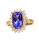 Bague 53 Bague en or jaune 18 carats tanzanite 3,50 ct et diamants 58 Facettes AB527