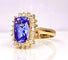 Bague 53 Bague en or jaune 18 carats tanzanite 3,50 ct et diamants 58 Facettes AB527
