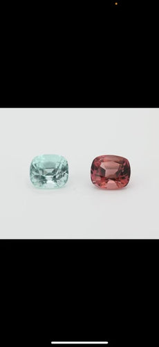 Gemstone Paire de tourmalines bleu lagon et rubellites 3,05 ct 58 Facettes 433