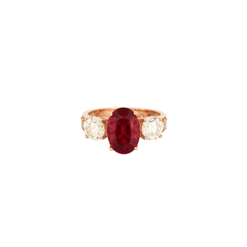 Bague 54 Bague en or rose avec tourmaline rubellite et diamants 58 Facettes