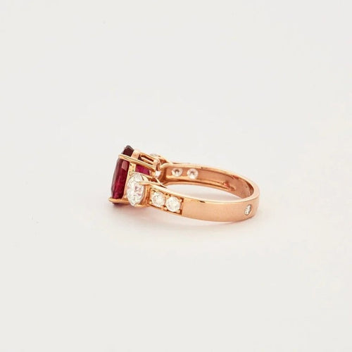 Bague 54 Bague en or rose avec tourmaline rubellite et diamants 58 Facettes