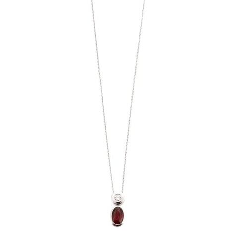 Collier Collier - Pendentif en or blanc 18 carats avec rubis et diamant 58 Facettes