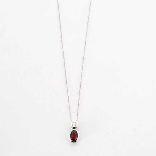 Collier Collier - Pendentif en or blanc 18 carats avec rubis et diamant 58 Facettes