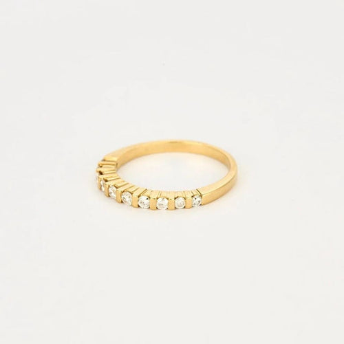 Bague 54 Demi-alliance - Bague en or jaune 18 carats et diamants 58 Facettes