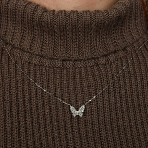 Collier Collier papillon en or blanc et diamants 58 Facettes