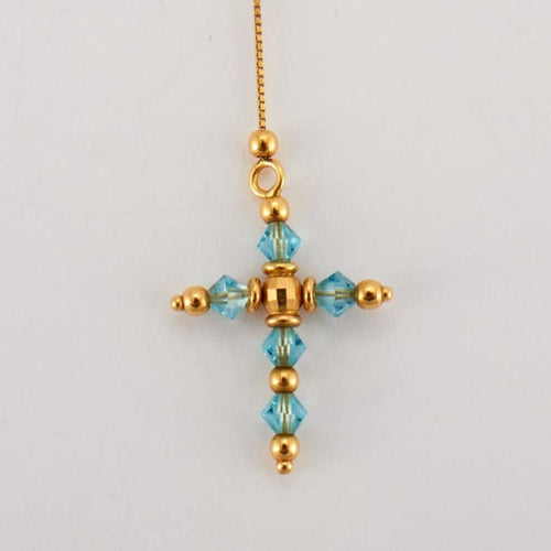 Collier Pendentif croix en or jaune 750/1000 avec topaze et chaîne 58 Facettes