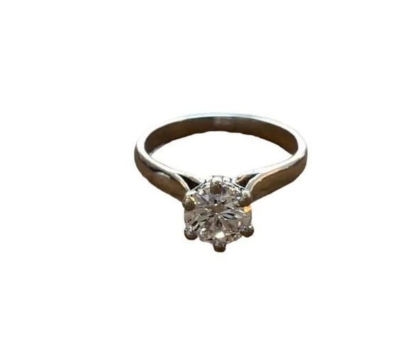 Bague 57 Solitaire - Bague en or blanc 750 et diamant 1 ct 58 Facettes