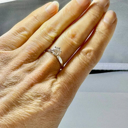 Bague 57 Solitaire - Bague en or blanc 750 et diamant 1 ct 58 Facettes