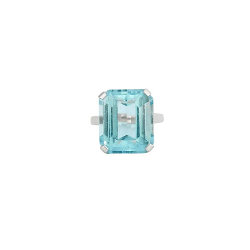 Bague 47 Bague en or blanc 750 ornée d’une topaze bleue 58 Facettes