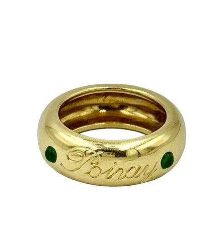 Bague 53 Poiray - Bague jonc en or jaune avec émeraudes 58 Facettes