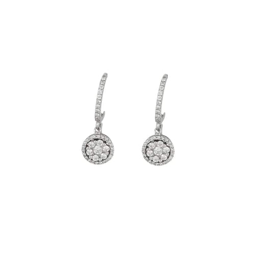 Boucles d'oreilles Boucles d’oreilles pendantes en or blanc 750 pavées de diamants 58 Facettes