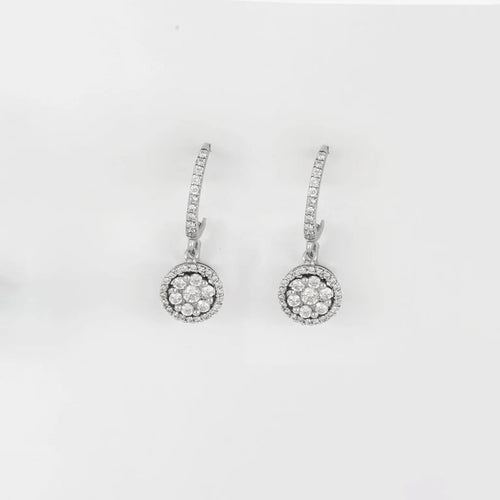 Boucles d'oreilles Boucles d’oreilles pendantes en or blanc 750 pavées de diamants 58 Facettes