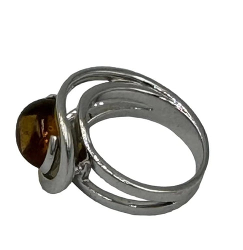 Bague 54 Fred - Bague en or blanc avec citrine cabochon 58 Facettes