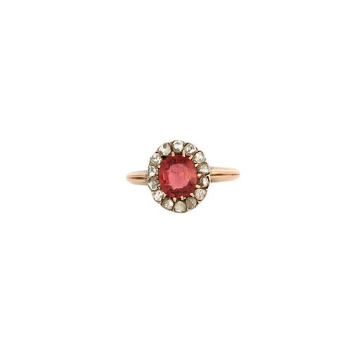 Bague 56 Bague ancienne en or 750 et platine, rubellite et diamants 58 Facettes