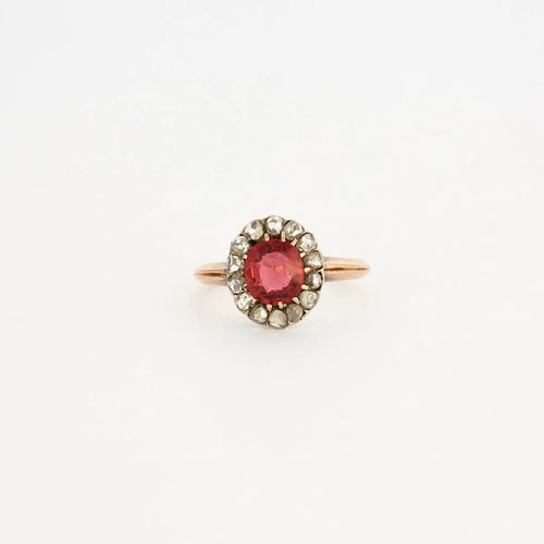 Bague 56 Bague ancienne en or 750 et platine, rubellite et diamants 58 Facettes