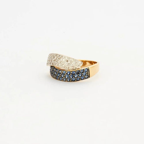 Bague 54 Bague lien en or jaune 750, saphirs et diamants 58 Facettes
