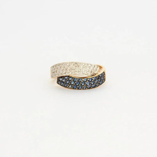 Bague 54 Bague lien en or jaune 750, saphirs et diamants 58 Facettes